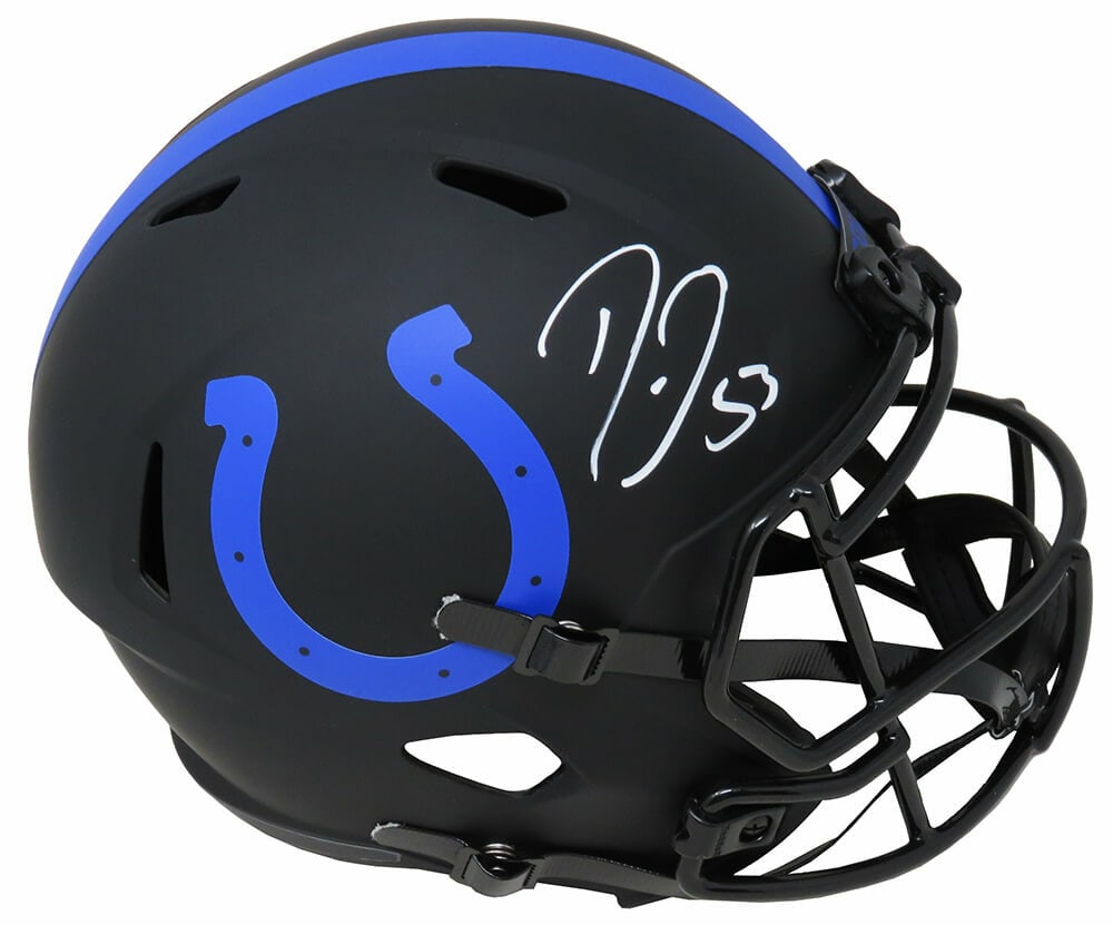 Darius Leonard Autographed Colts Eclipse Riddell Full Size Helmet: Darius Leonard Autographed Colts Eclipse Riddell Full Size Helmet This is a Darius Leonard signed Indianapolis Colts Eclipse black matte Riddell speed full-size replica helmet. The helmet features the