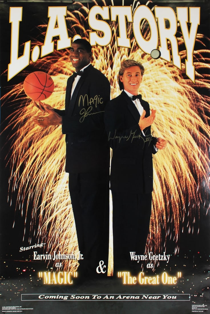 Wayne Gretzky Magic Johnson Signed L.A. Story Poster 23x34.75 PSA/DNA (1 of 9)