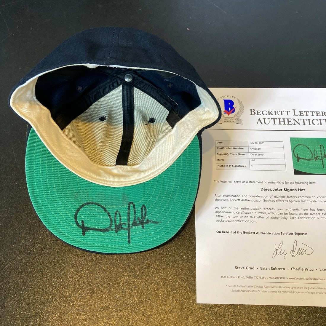 Rare 1992 Derek Jeter Signed New York Yankees Hat JSA Beckett COA (1 of 8)
