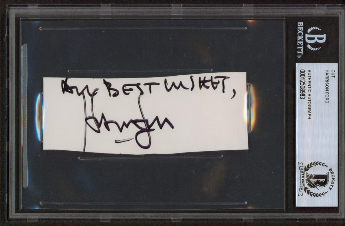 Beckett slabbed Harrison Ford Star Wars signed cut 1.5x4.25 All Best Wishes (1 of 5)