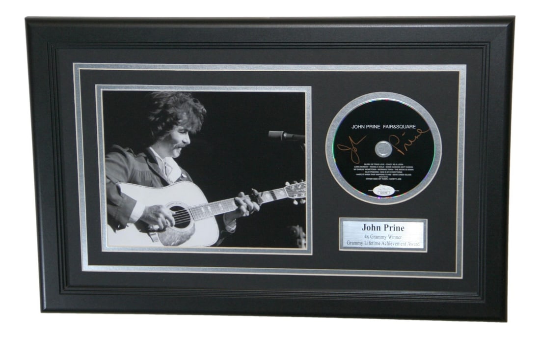 Framed John Prine Signed CD and Photograph with JSA Authentication (1 of 3)