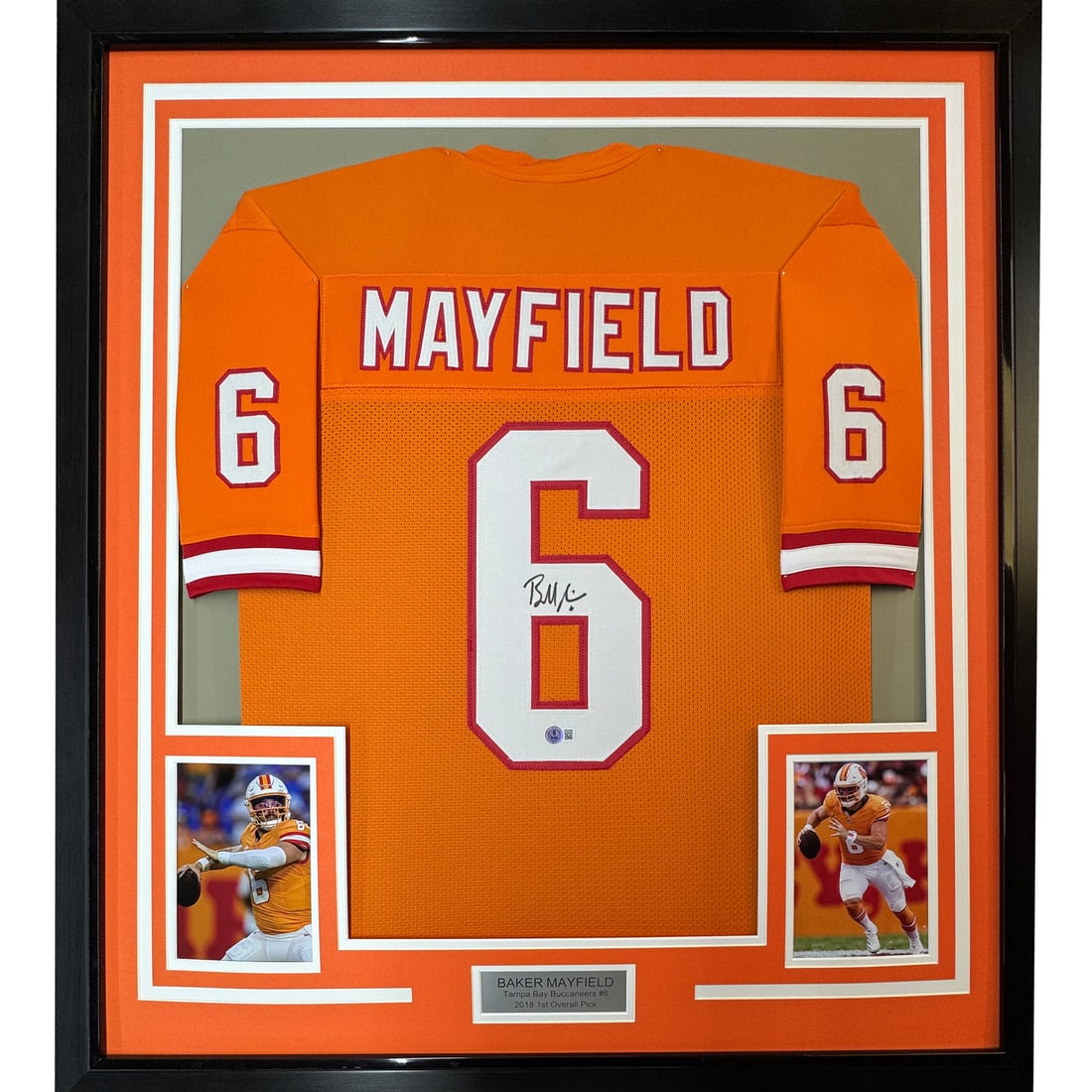 Baker Mayfield signed framed Tampa Bay orange jersey 35x39 BAS COA (1 of 2)