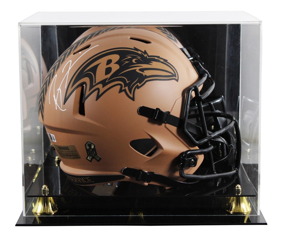 Ray Lewis Signed Baltimore Ravens Full Size Speed Helmet with Display Case BAS Witnessed: Ray Lewis Signed Baltimore Ravens Full Size Speed Helmet with Display Case BAS Witnessed This authentic Ravens Salute To Service II Riddell Full Size Speed Replica Helmet has been personally signed by