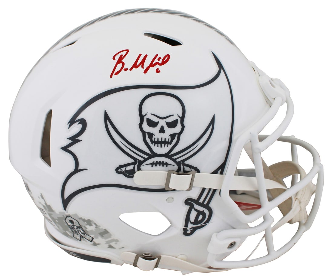 Baker Mayfield Autographed Buccaneers Salute To Service III Speed Proline Helmet BAS: Baker Mayfield Autographed Buccaneers Salute To Service III Speed Proline Helmet BAS This is an original autographed Alternate 2024 Salute To Service III Riddell authentic full size Speed Proline helm