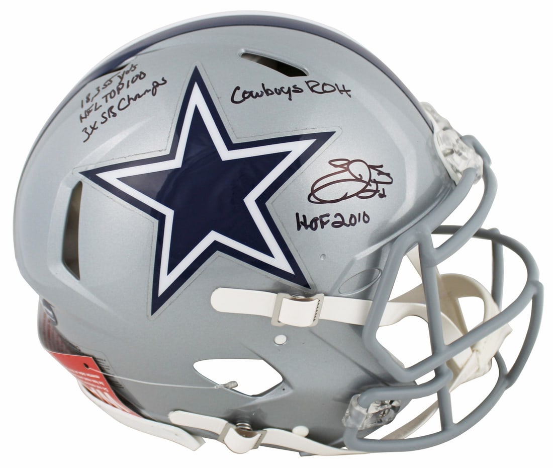Emmitt Smith Signed Dallas Cowboys Full Size Speed Proline Helmet BAS Witnessed (1 of 3)