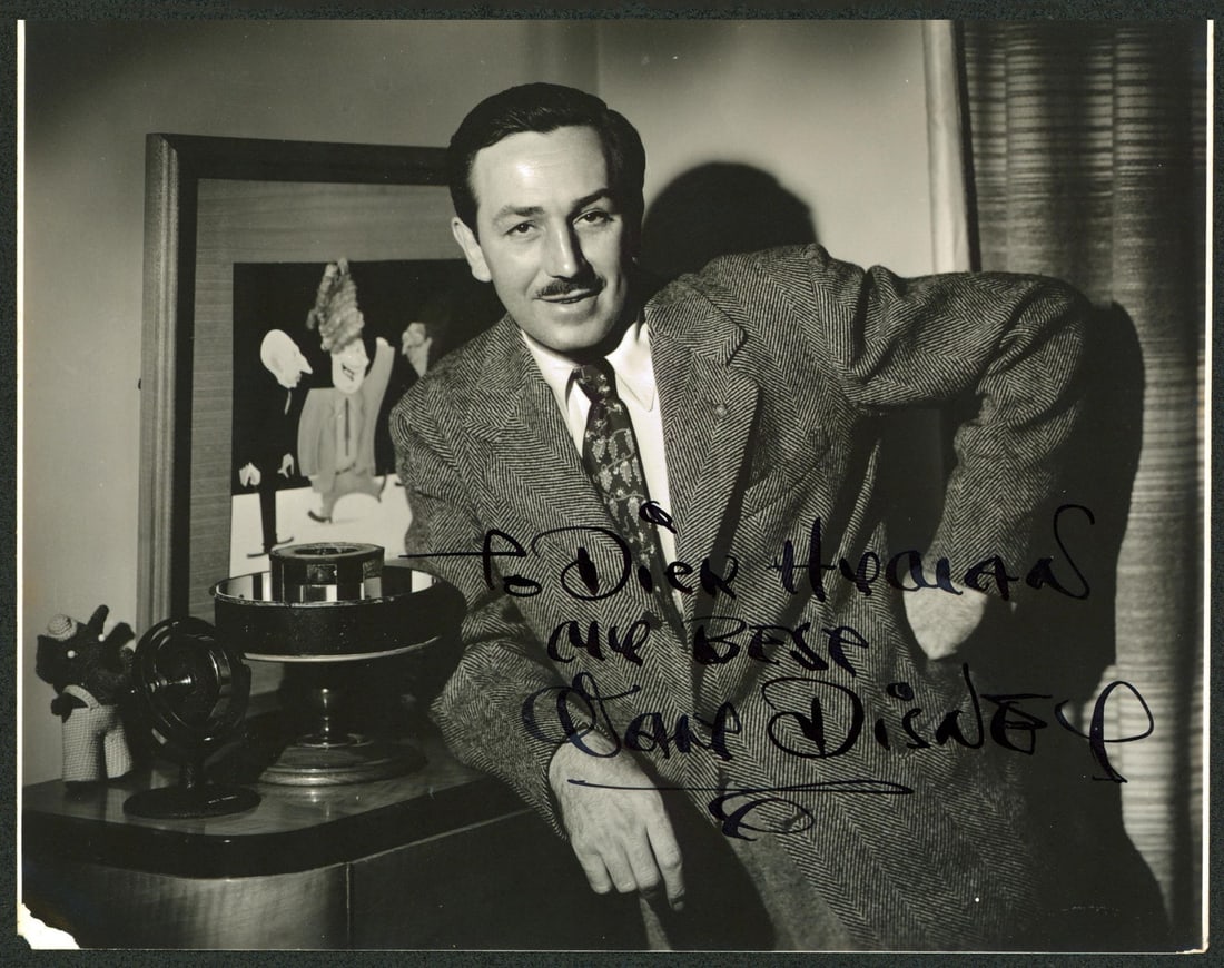 Walt Disney Signed Black and White 7.5x9.5 Photograph JSA Authenticated (1 of 5)