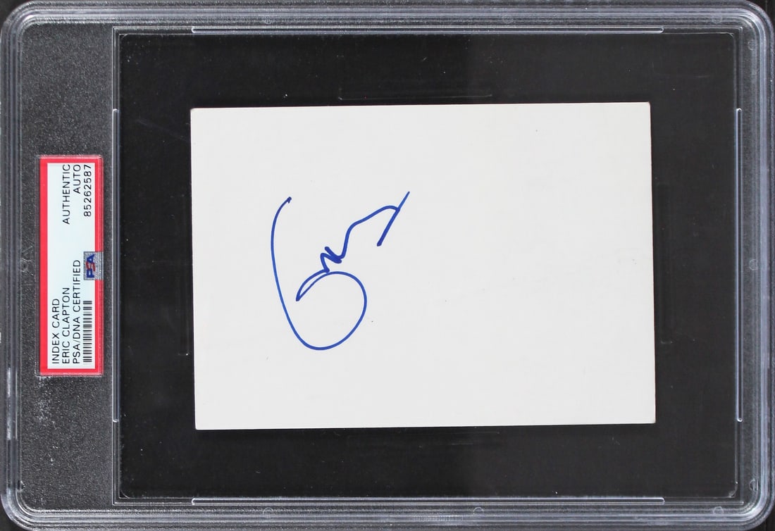 Eric Clapton PSA DNA slabbed 4x6 signed index card (1 of 5)