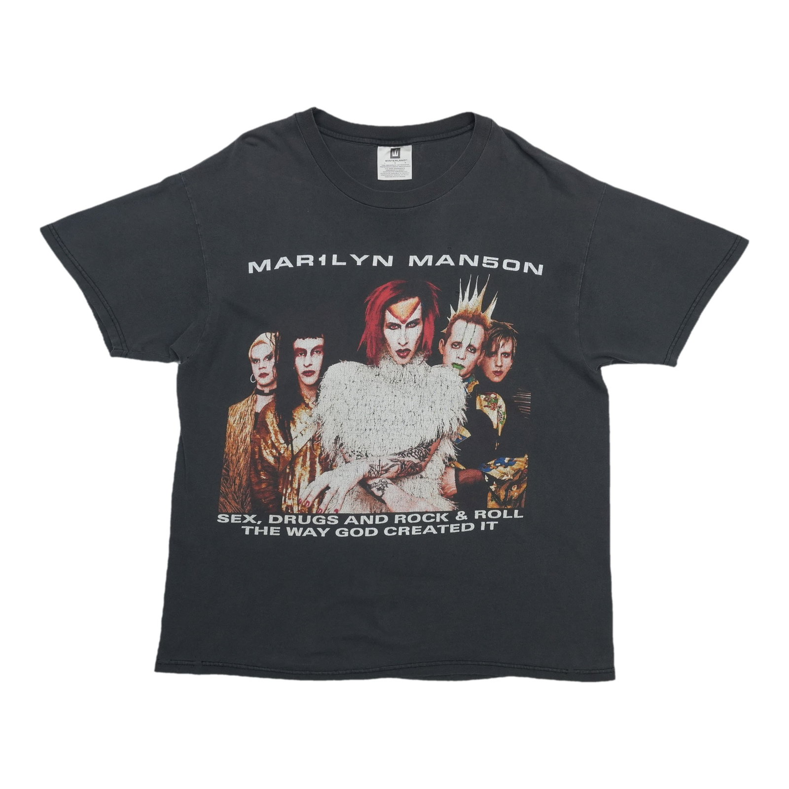 Vintage 1999 Marilyn Manson concert tee: Vintage 1999 Marilyn Manson concert tee This is an original vintage 1999 Marilyn Manson Rock Is Dead Tour shirt. It is not a modern reproduction and features authentic wear from the era, including hol