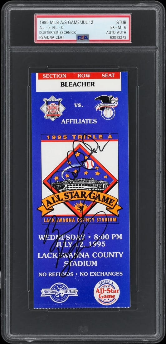 Derek Jeter Signed 1995 Minor League All Star Game Ticket PSA COA: Derek Jeter Signed 1995 Minor League All Star Game Ticket PSA COA Celebrate the legacy of baseball legend Derek Jeter with this officially authenticated signed ticket stub from the 1995 Minor League A
