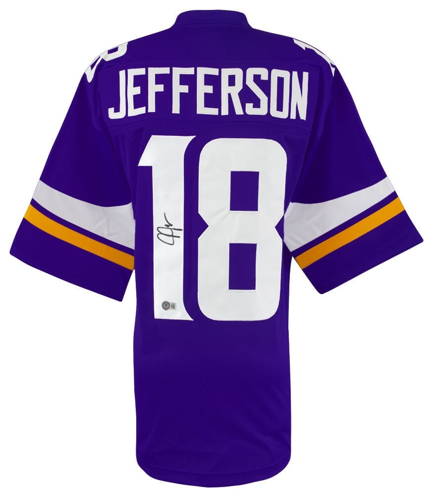 Purple Custom Football Jersey Autographed by Justin Jefferson Beckett Authenticated (1 of 3)