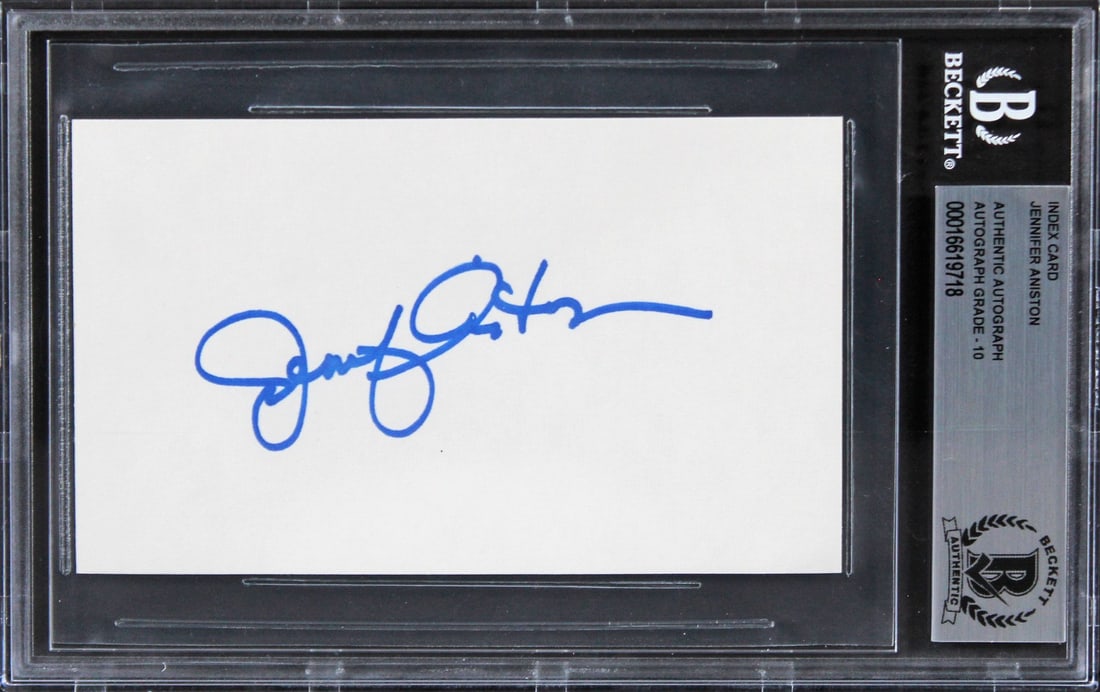 Beckett slabbed Jennifer Aniston Friends signed 3x5 index card (1 of 5)
