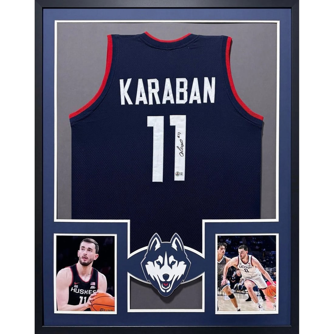 Beckett Authenticated Framed Alex Karaban Uconn Jersey (1 of 2)