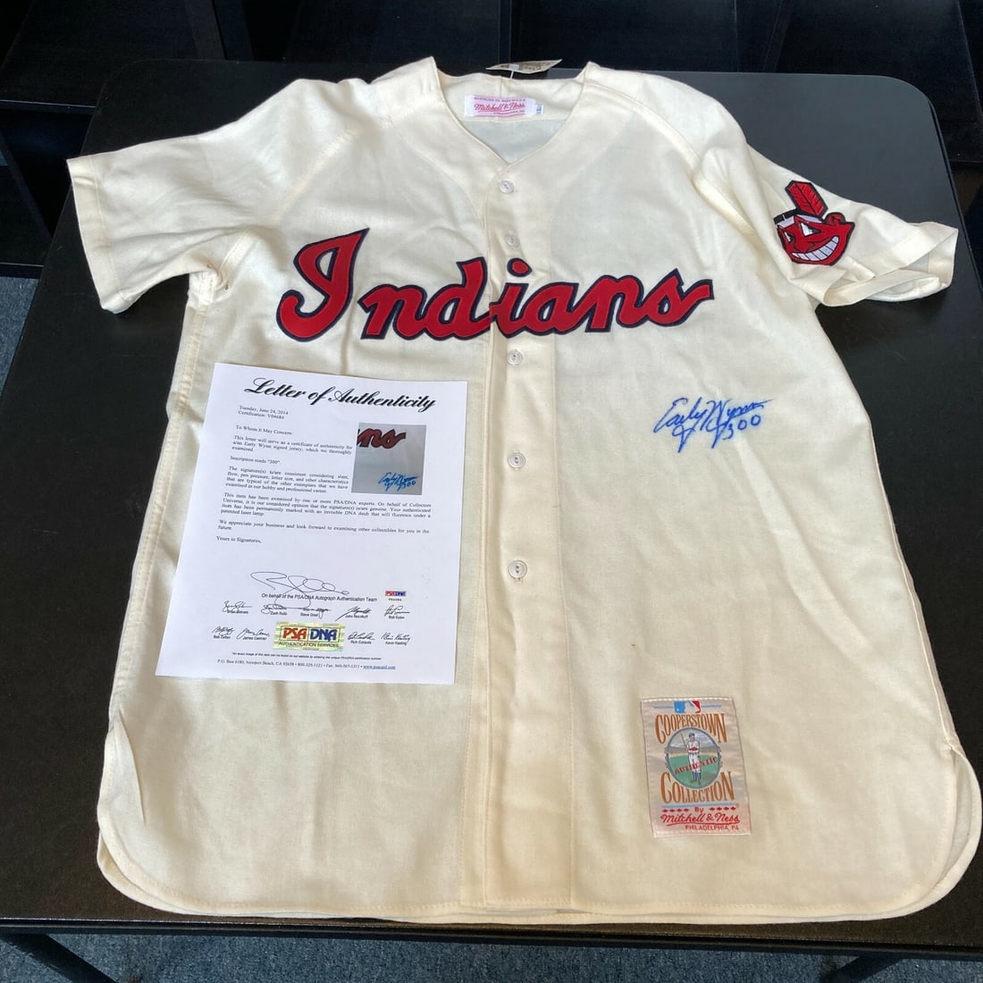 Early Wynn Signed Mitchell & Ness Indians Jersey JSA Authenticated (1 of 8)