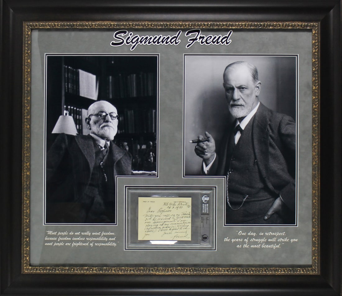 Sigmund Freud Signed Framed Letter 4.5x5.75 Dated 1933 Beckett Authenticated (1 of 5)
