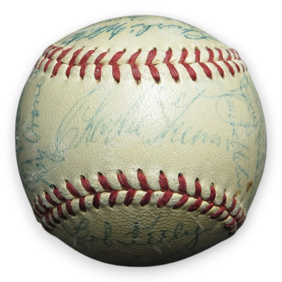 Spalding Official League Baseball 1954 Milwaukee Braves 27 Autographs GAI: Spalding Official League Baseball 1954 Milwaukee Braves 27 Autographs GAI This is an original 1954 Milwaukee Braves baseball featuring twenty-seven autographs from team members. The signatures include