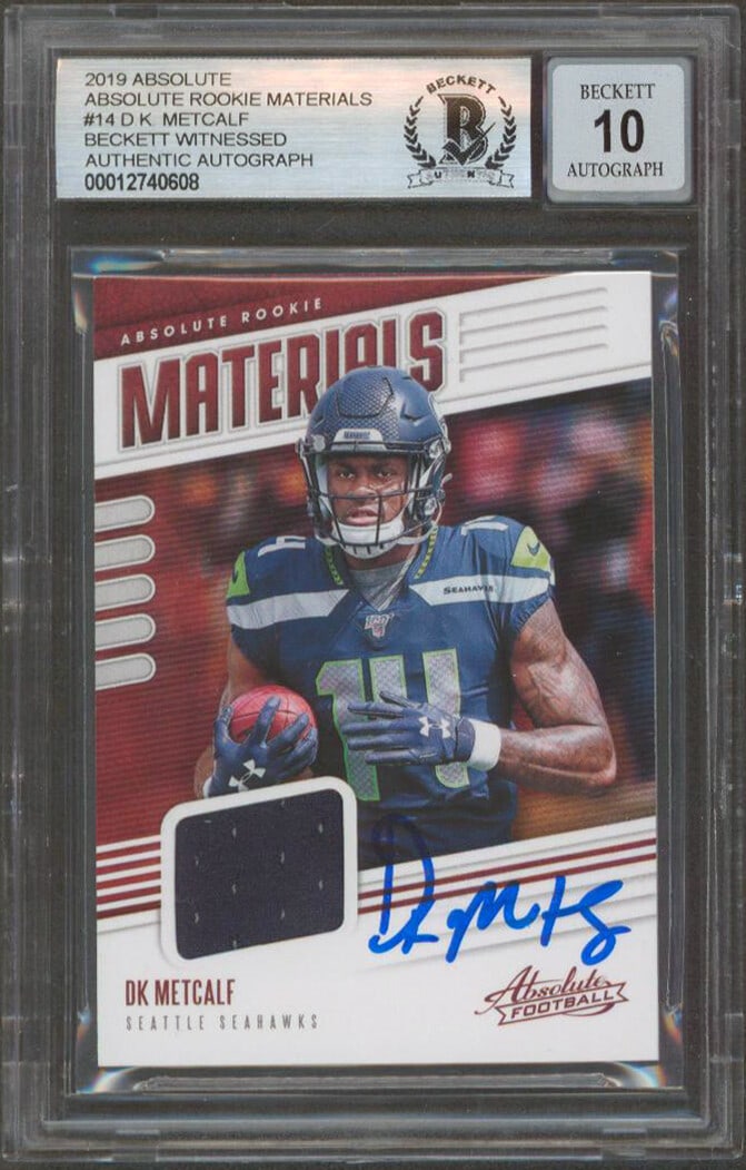 2019 Absolute Rookie Materials 14 D.K. Metcalf Auto Card BAS Gem Mint 10 (1 of 2)