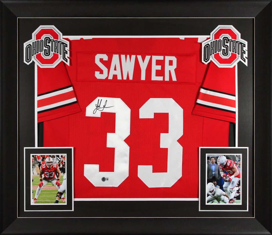 Framed Red Pro Style Jersey Signed by Jack Sawyer Ohio State BAS (1 of 2)