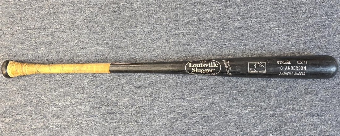 Garret Anderson Anaheim Angels game used Louisville Slugger bat cracked (1 of 6)