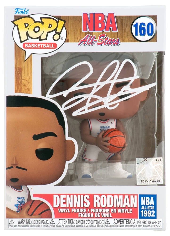 Dennis Rodman Signed Funko Pop 1992 NBA All-Star Jersey Doll #160 with COA: Dennis Rodman Signed Funko Pop 1992 NBA All-Star Jersey Doll #160 with COA Celebrate the legendary career of Dennis Rodman with this signed 1992 NBA All-Star white jersey Funko Pop doll #160. A must-h