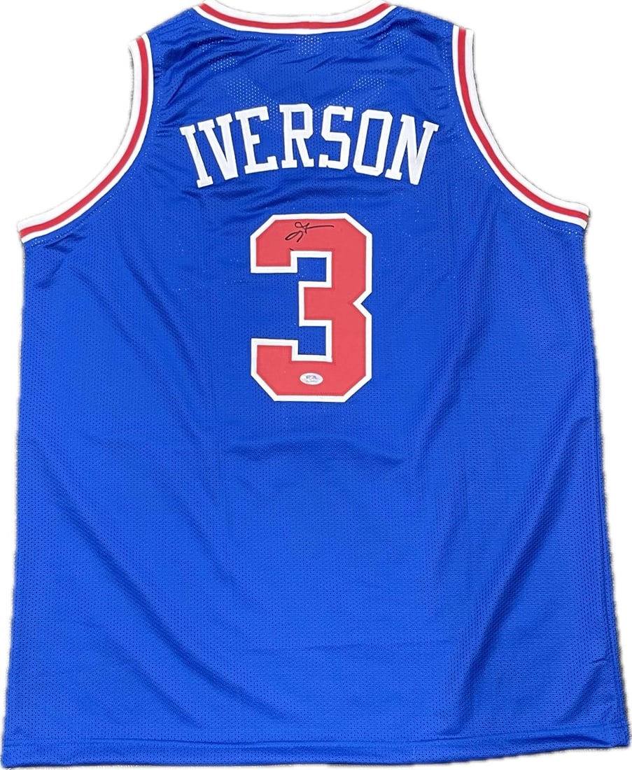 Philadelphia 76ers Allen Iverson Autographed Jersey With PSA DNA Authentication: Philadelphia 76ers Allen Iverson Autographed Jersey With PSA DNA Authentication This is an original Philadelphia 76ers jersey autographed by Allen Iverson. The signature has been authenticated by PSA/