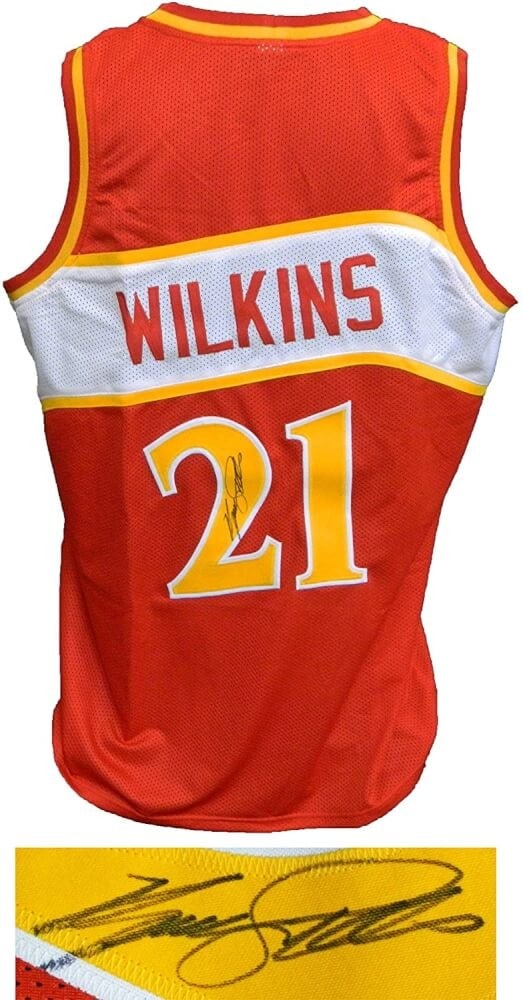 Dominique Wilkins Signed Red Throwback Basketball Jersey with COA (1 of 2)