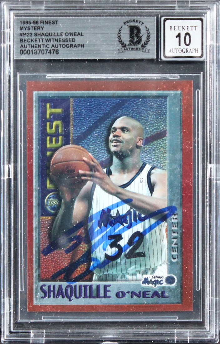 Shaquille O'Neal BAS Slabbed Signed 1995 Finest Mystery M22 Card Auto Grade 10 (1 of 2)