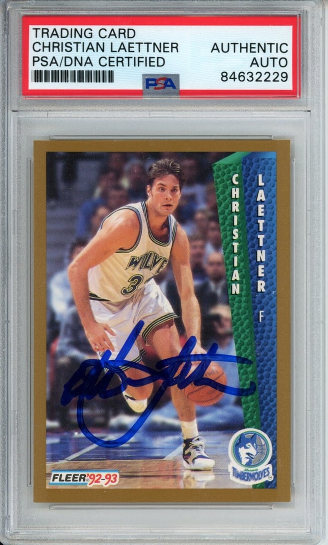 1992-93 FLEER Christian Laettner Rookie #379 Signed Card PSA/DNA: 1992-93 FLEER Christian Laettner Rookie #379 Signed Card PSA/DNA This listing features a 1992-93 FLEER Rookie #379 card of Christian Laettner, a prominent player for the Minnesota Timberwolves. This o