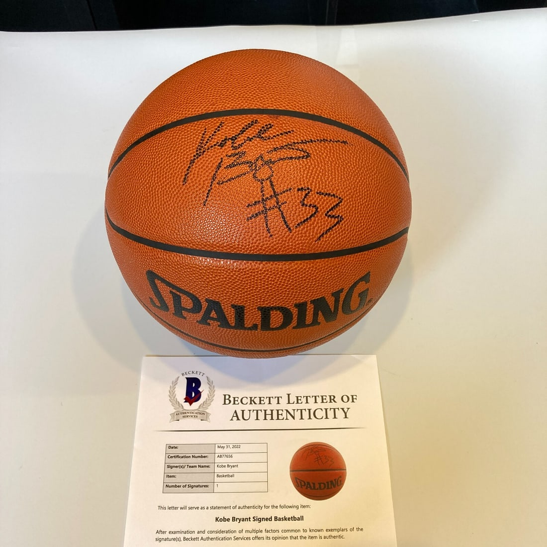 Pre Rookie Kobe Bryant Autographed Spalding NBA Game Basketball JSA Authenticated: Pre Rookie Kobe Bryant Autographed Spalding NBA Game Basketball JSA Authenticated This is a remarkable Spalding NBA leather game model basketball, hand-signed by a young Kobe Bryant during his high sc