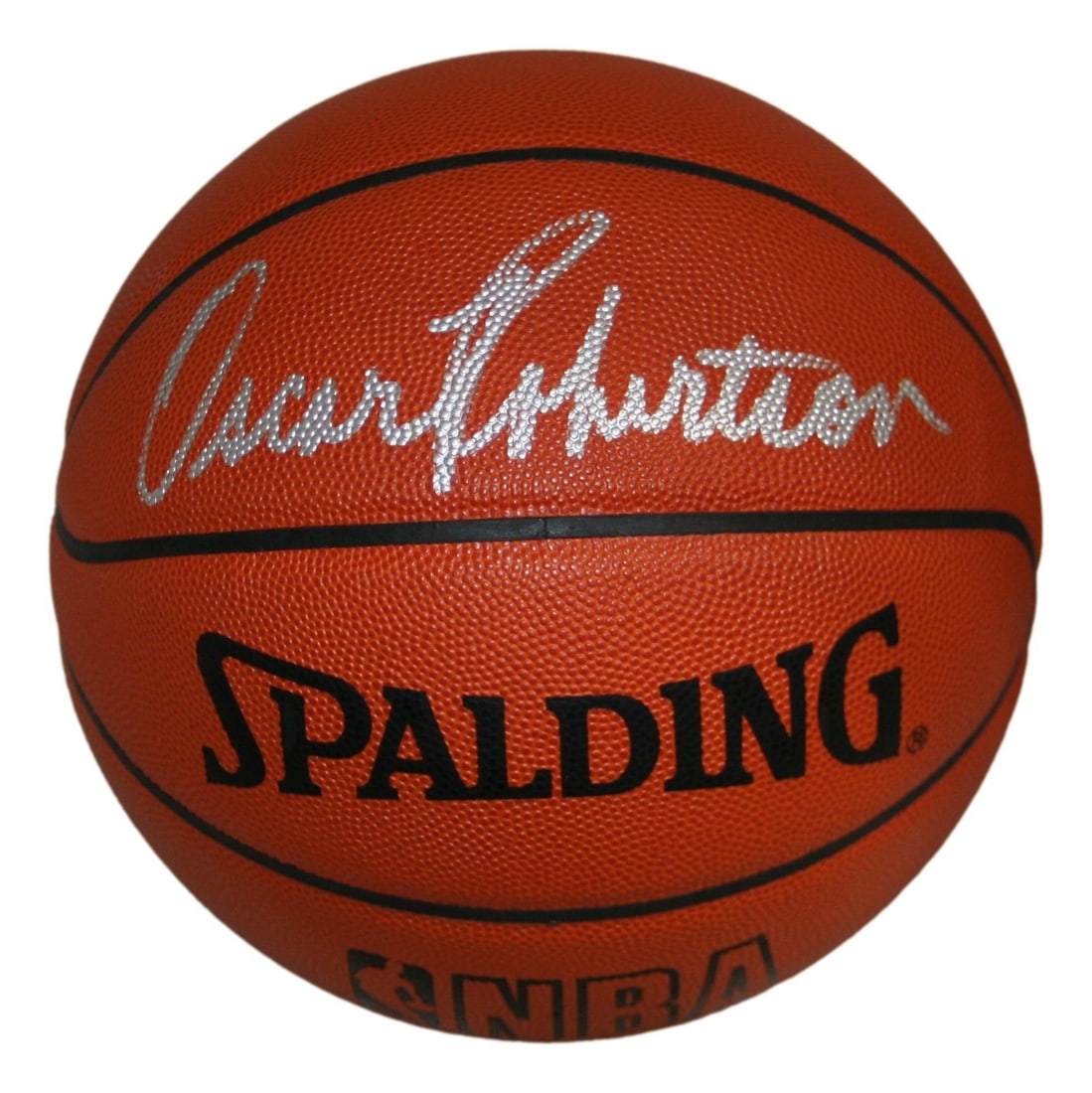 Oscar Robertson Signed NBA Basketball JSA Certified Bucks: Oscar Robertson Signed NBA Basketball JSA Certified Bucks This is an officially licensed NBA leather basketball signed by the legendary Oscar Robertson. The basketball features the signature of Robert