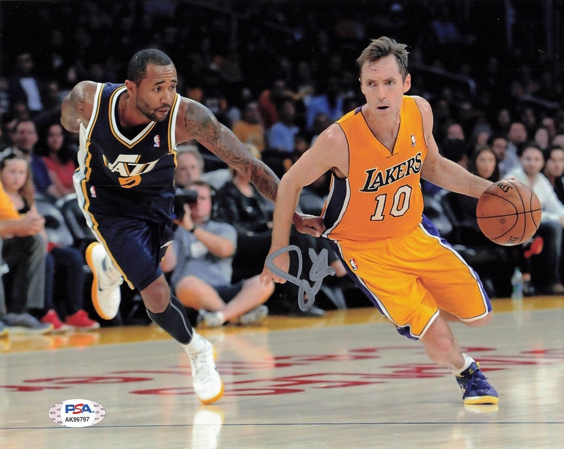 PSA DNA authenticated Steve Nash signed 8x10 Lakers photo: PSA DNA authenticated Steve Nash signed 8x10 Lakers photo This is a professionally printed 8x10 photograph featuring Steve Nash, signed by the athlete himself. The autograph has been authenticated by 