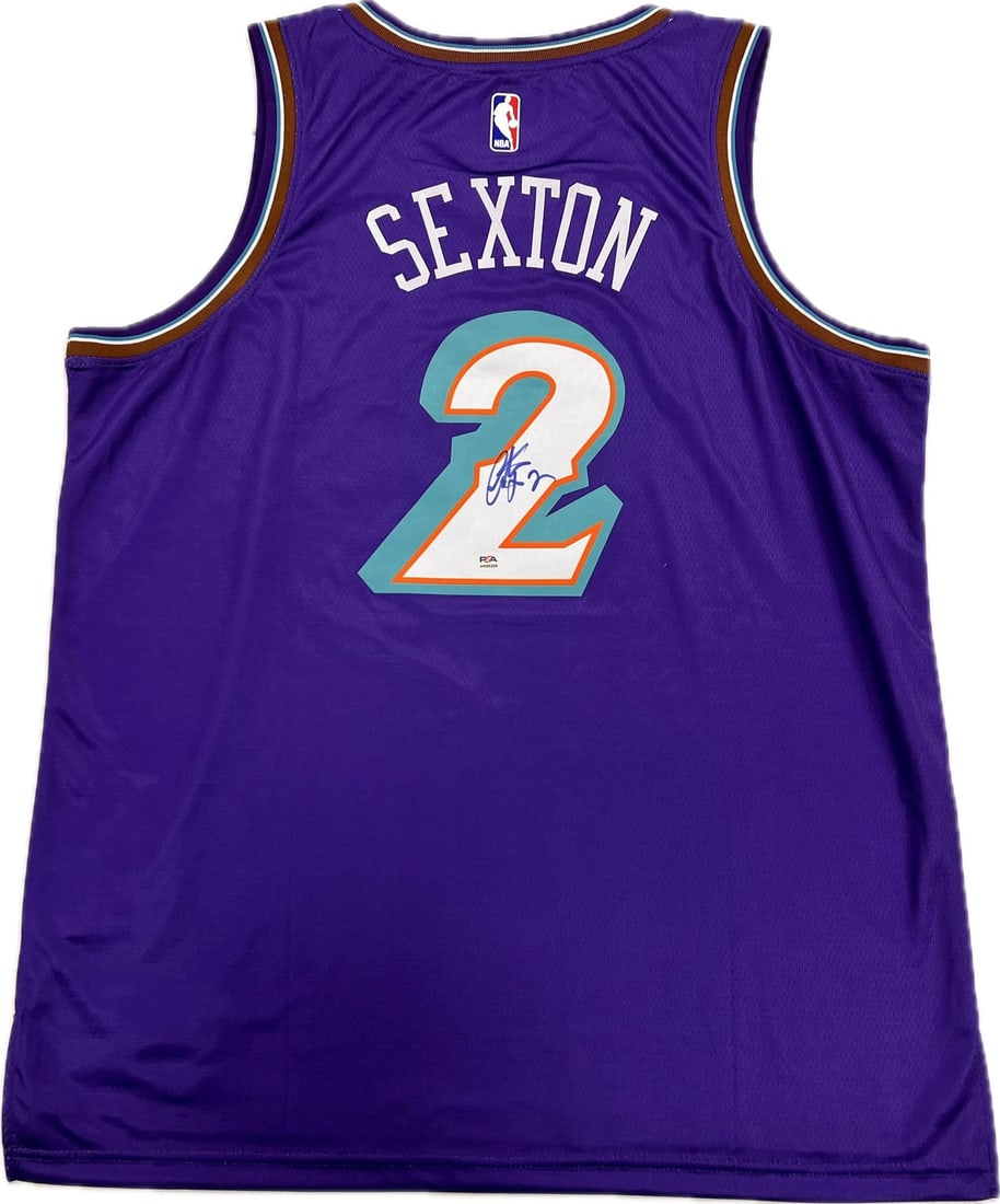 Collin Sexton Autographed Jersey PSA/DNA Utah Jazz Basketball: Collin Sexton Autographed Jersey PSA/DNA Utah Jazz Basketball This original stitched jersey is autographed by Collin Sexton, a prominent player of the Utah Jazz. The signature has been authenticated b