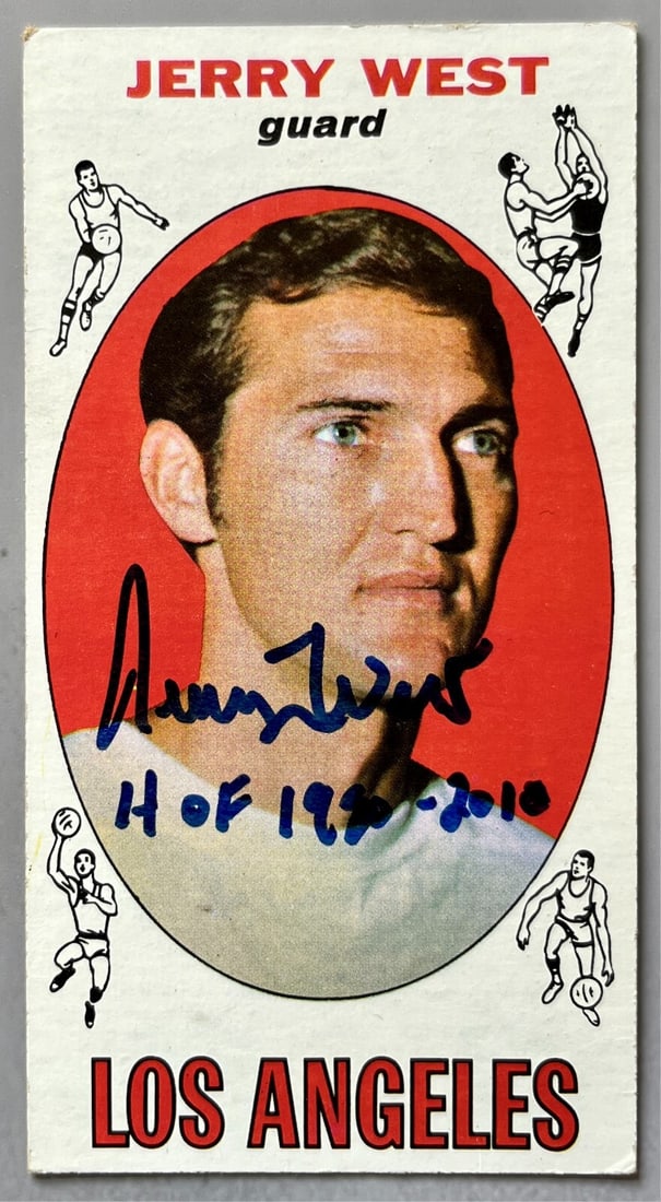 Jerry West Signed 1969-70 Topps #90 Card HOF 1980-2020: Jerry West Signed 1969-70 Topps #90 Card HOF 1980-2020 This original 1969-70 Topps #90 basketball card features the legendary Jerry West of the Los Angeles Lakers. The card is signed by West, who is a