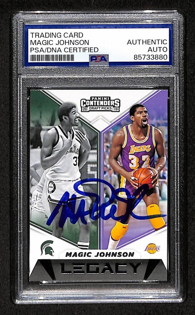 Magic Johnson 2019 Panini Contenders Autographed Card 5 With PSA DNA (1 of 2)