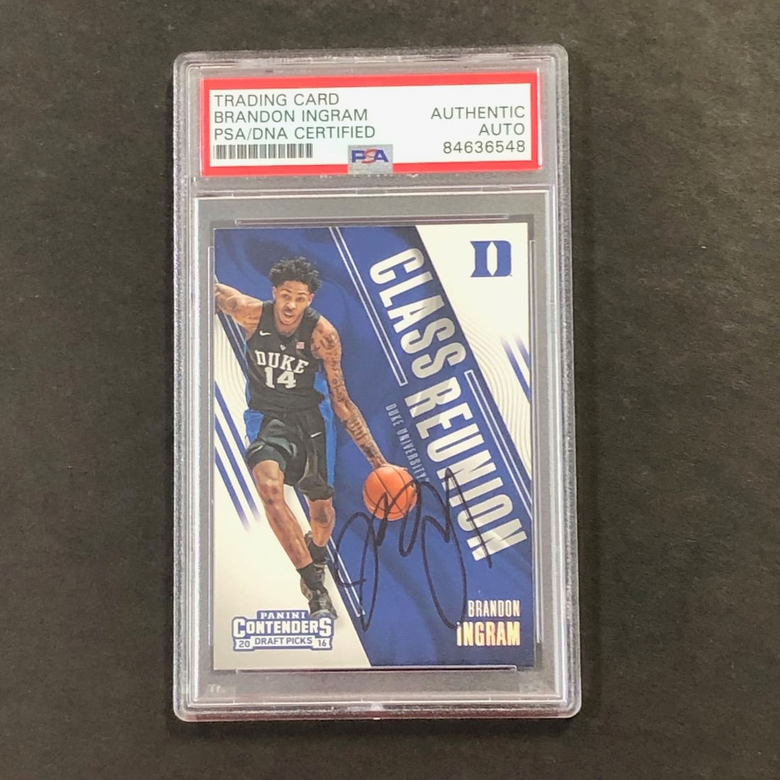 Brandon Ingram 2016-17 PANINI Contenders #2 Signed Card PSA Authenticated: Brandon Ingram 2016-17 PANINI Contenders #2 Signed Card PSA Authenticated This is a signed 2016-17 PANINI Contenders Draft Picks #2 card featuring Brandon Ingram, who is known for his time with the Lo