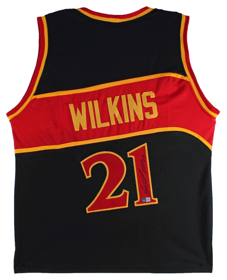 Dominique Wilkins Signed Atlanta Hawks Jersey HOF 06 Beckett Authenticated: Dominique Wilkins Signed Atlanta Hawks Jersey HOF 06 Beckett Authenticated Celebrate the legacy of basketball legend Dominique Wilkins with this authentic autographed black pro style jersey. Personall