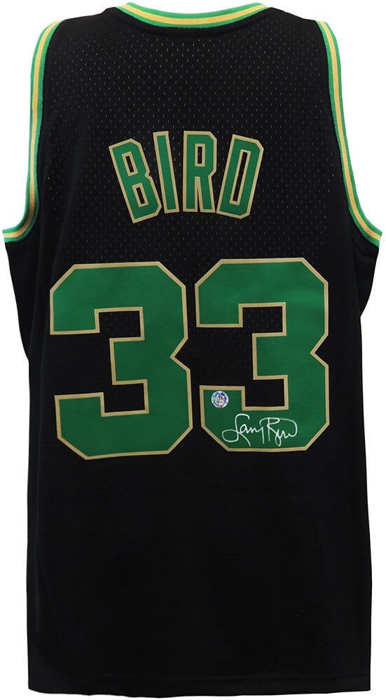 Larry Bird Signed Celtics Black Alternate Jersey Mitchell & Ness: Larry Bird Signed Celtics Black Alternate Jersey Mitchell & Ness Celebrate the legacy of basketball legend Larry Bird with this authentic Boston Celtics black alternate Mitchell & Ness NBA swingman je