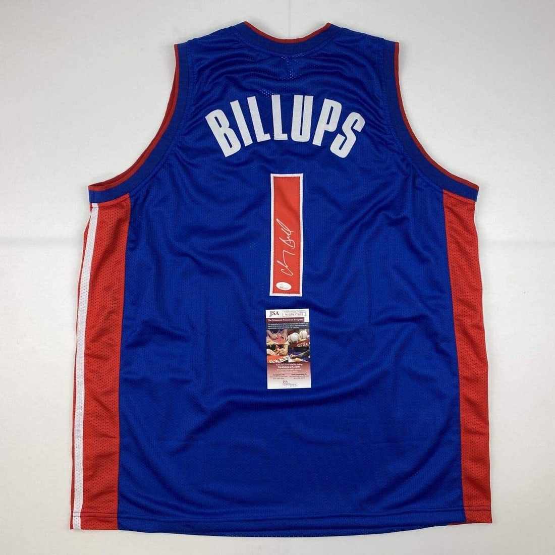 Autographed Chauncey Billups Detroit Pistons Blue Jersey JSA COA: Autographed Chauncey Billups Detroit Pistons Blue Jersey JSA COA This is an autographed Chauncey Billups Detroit Blue Basketball Jersey, authenticated by James Spence Authentication (JSA). Designed as