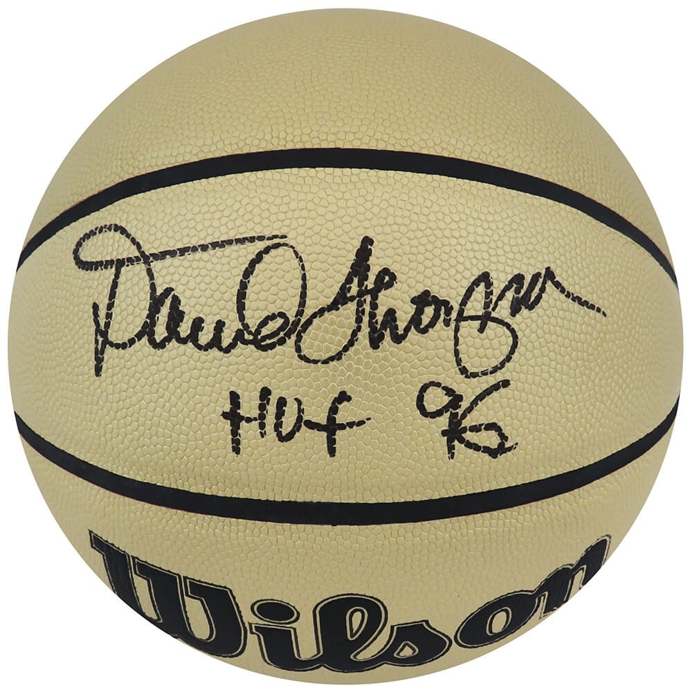 David Thompson Signed Wilson Gold Basketball HOF 96 with COA (1 of 1)
