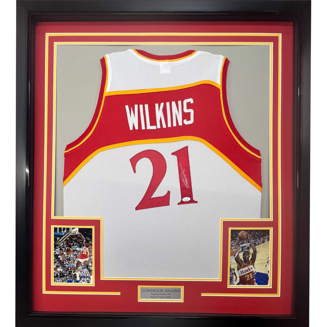 Framed Dominique Wilkins PSA signed Atlanta Hawks jersey 33x42 (1 of 2)