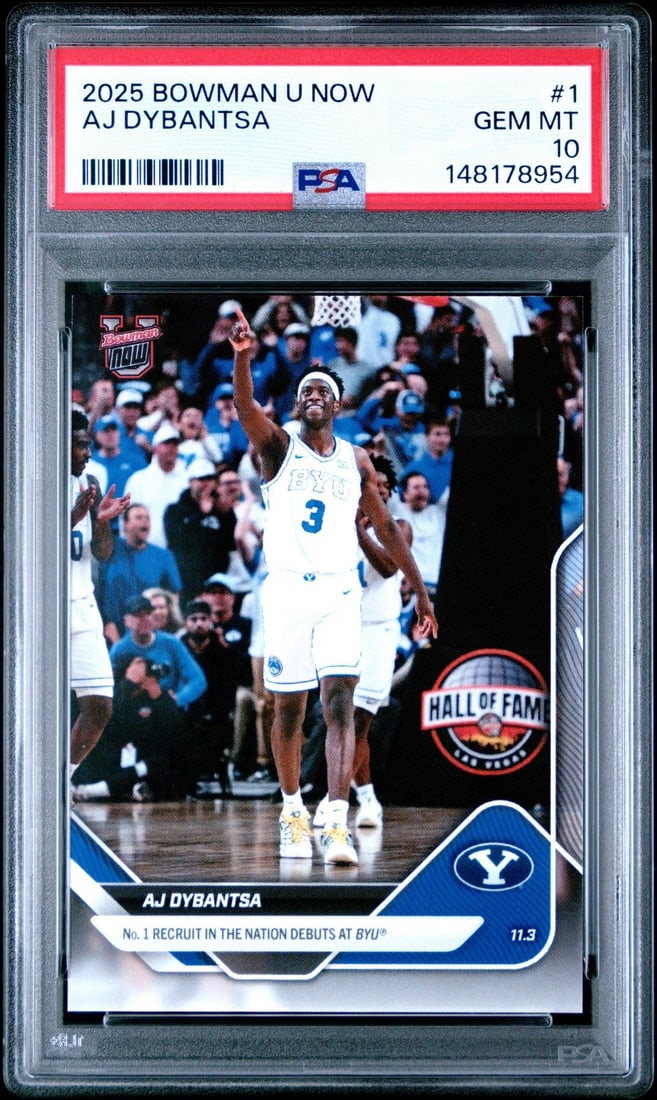 PSA 10 Gem Mint AJ Dybantsa Rookie Card 2025 Topps Bowman U Now: PSA 10 Gem Mint AJ Dybantsa Rookie Card 2025 Topps Bowman U Now This is a 2025 Topps Bowman U Now AJ Dybantsa #1 rookie card, professionally graded and encapsulated by Professional Sports Authenticato