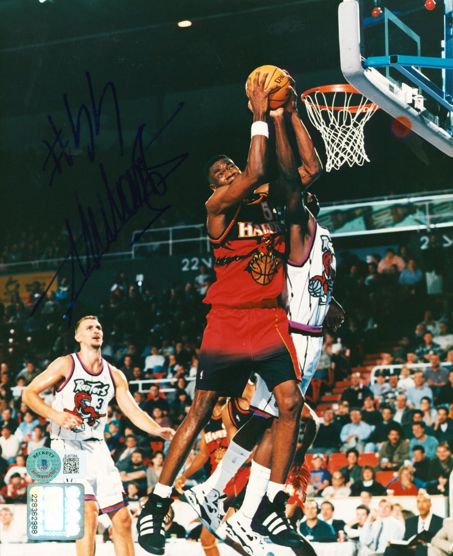 Beckett Authenticated Dikembe Mutombo 8x10 Atlanta Hawks Signed Photo: Beckett Authenticated Dikembe Mutombo 8x10 Atlanta Hawks Signed Photo This 8x10 photo features Dikembe Mutombo of the Atlanta Hawks and has been personally signed by the player. The autograph is authe