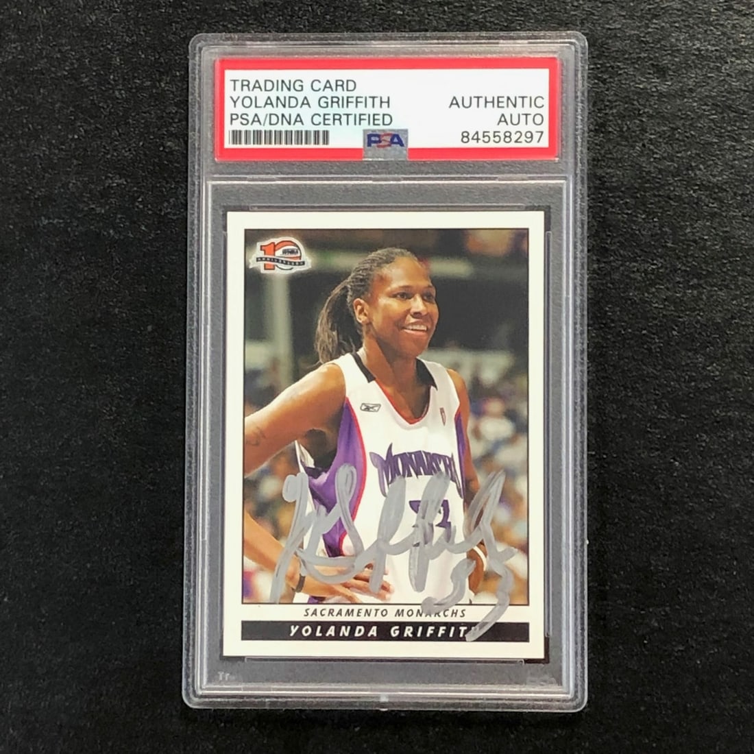 2006 Rittenhouse WNBA #30 Yolanda Griffith Autographed Card PSA Authenticated: 2006 Rittenhouse WNBA #30 Yolanda Griffith Autographed Card PSA Authenticated This 2006 Rittenhouse WNBA #30 card features the signature of basketball star Yolanda Griffith. Authenticated by PSA/DNA A
