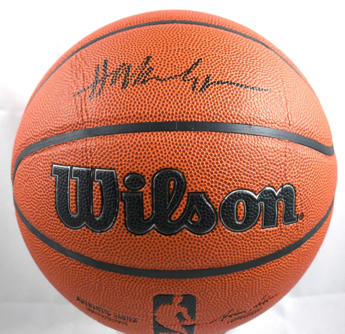 Beckett W Hologram Hakeem Olajuwon Signed Wilson NBA Basketball: Beckett W Hologram Hakeem Olajuwon Signed Wilson NBA Basketball This is an authentic NBA Wilson basketball autographed by Hakeem Olajuwon. The ball features a Beckett W hologram for added assurance. I