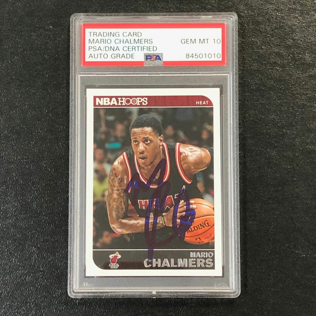 2014-15 NBA Hoops Mario Chalmers Signed Card PSA/DNA Heat: 2014-15 NBA Hoops Mario Chalmers Signed Card PSA/DNA Heat This listing features a 2014-15 NBA Hoops #157 card signed by Mario Chalmers, who is well-known for his time with the Miami Heat. The autograp