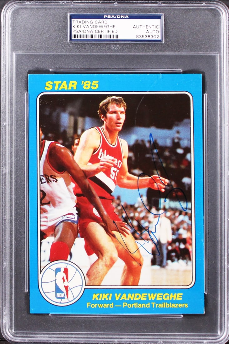 Kiki Vandeweghe Signed 5x7 1985 NBA Court Kings Card PSA Authentic (1 of 2)