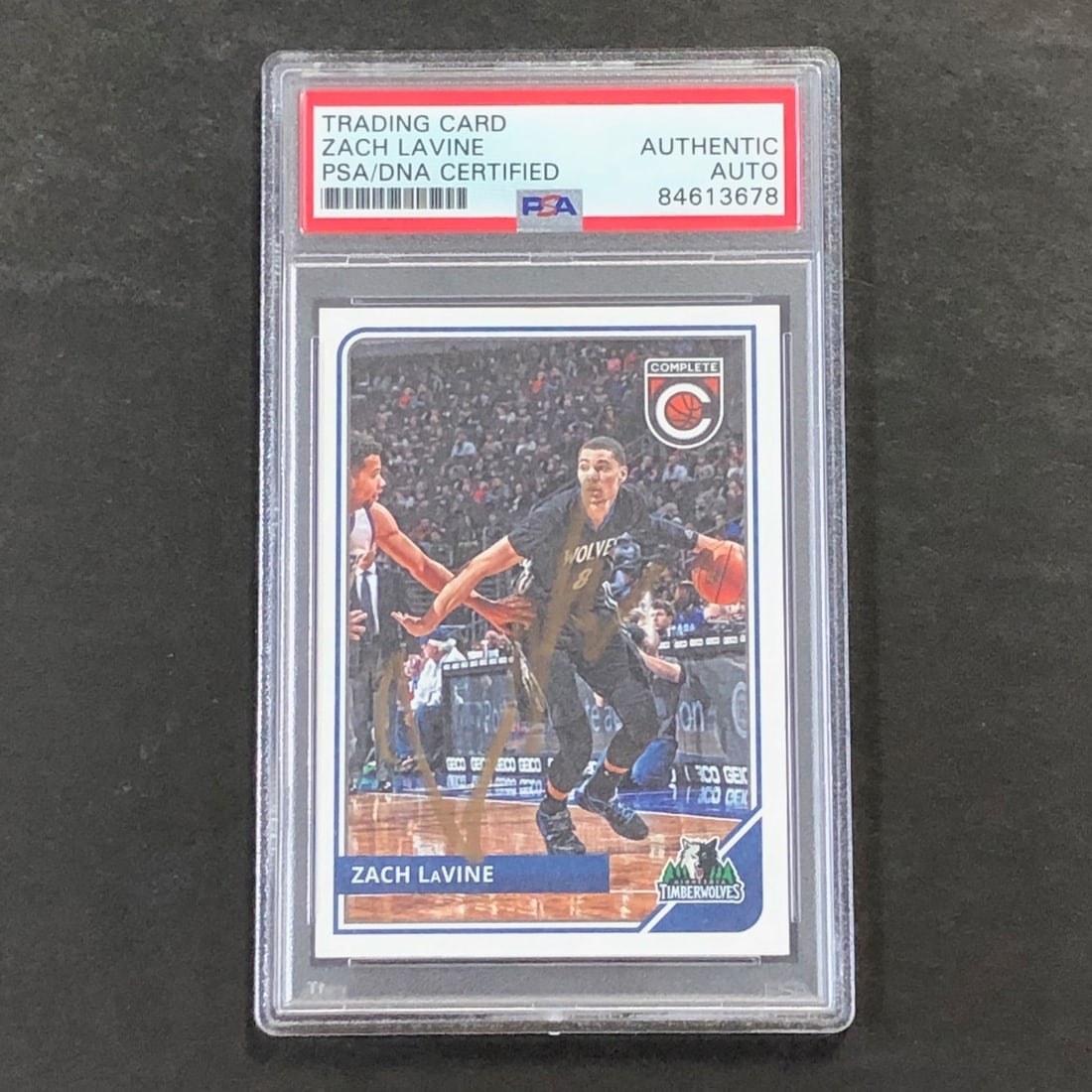 2015-16 Panini Complete #87 Zach LaVine Signed Card PSA Authenticated: 2015-16 Panini Complete #87 Zach LaVine Signed Card PSA Authenticated This is an original 2015-16 Panini Complete #87 basketball card featuring the signature of Zach LaVine, a notable player for the M
