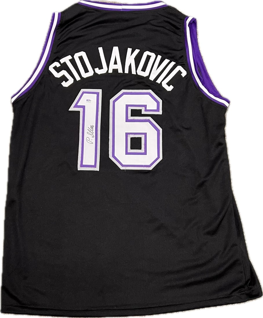 Peja Stojakovic Autographed Jersey PSA/DNA Sacramento Kings Original: Peja Stojakovic Autographed Jersey PSA/DNA Sacramento Kings Original Own a piece of basketball history with this original stitched jersey autographed by Peja Stojakovic, a legendary player for the Sac