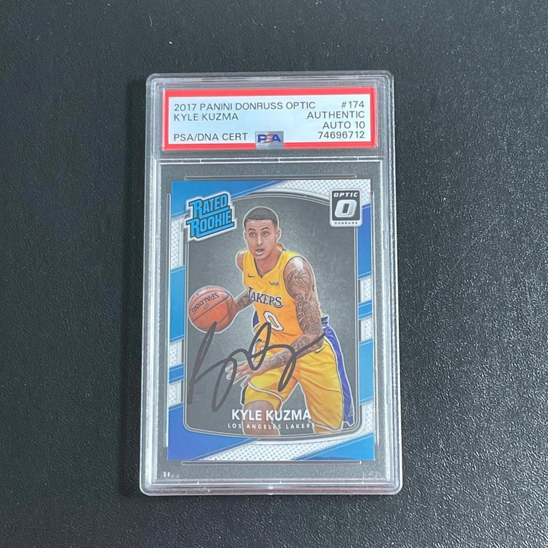 Kyle Kuzma 2017 Donruss Optic #174 PSA/DNA Autographed RC Card (1 of 2)