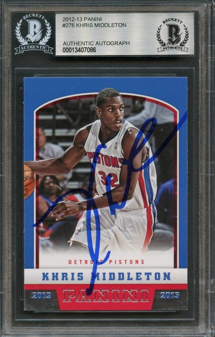Khris Middleton 2012-13 Panini #276 BAS Authenticated Signed Basketball Card (1 of 2)
