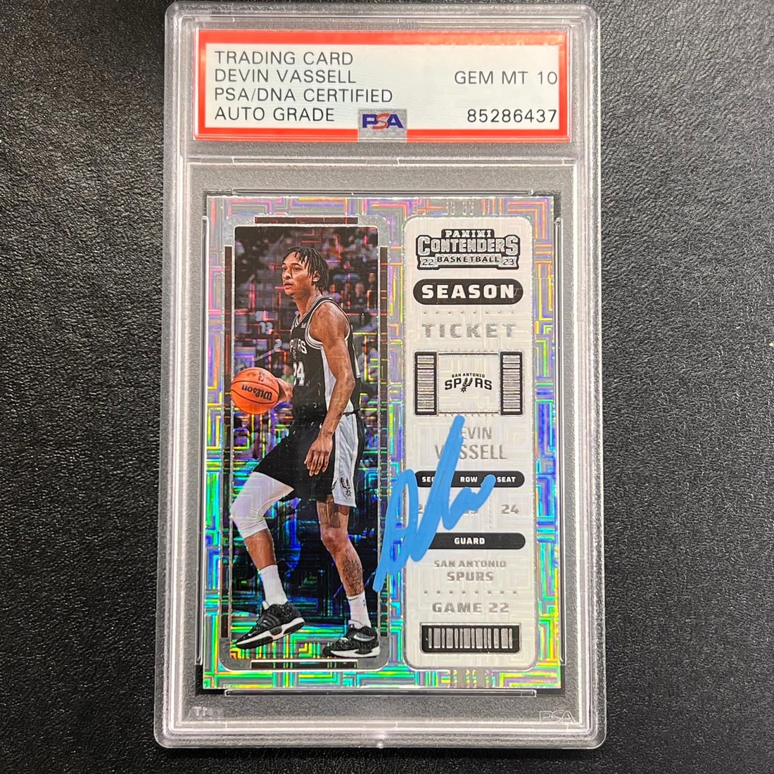 2022-23 Panini Contenders #78 Devin Vassell Signed AUTO 10 PSA/DNA: 2022-23 Panini Contenders #78 Devin Vassell Signed AUTO 10 PSA/DNA For sale is a 2022-23 Panini Contenders #78 card featuring the autograph of Devin Vassell, a player from the San Antonio Spurs. This 
